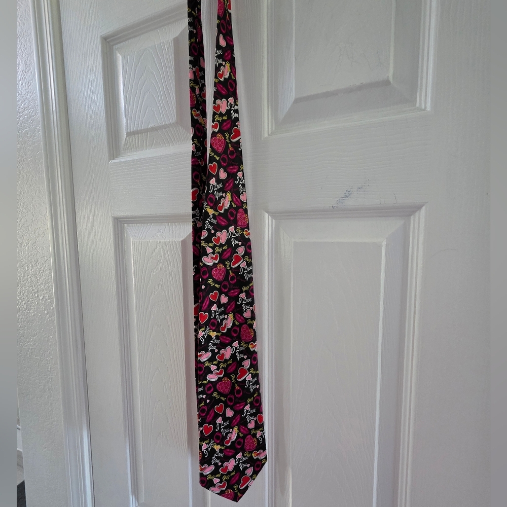 Source Unknown Floral Pattern Tie - Black and Pink
